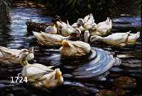 ENGSBACH, M., ZEITGEN. TRADITIONALIST, ENTEN AUF DEM WEIHER, ÖL/LWD, RE. U. SIGN., CA. 50 X 60 CM, R.