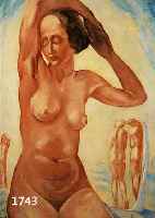 ARNOLD, CHRISTIAN, 1889-1960, WEIBLICHE AKTE, ÖL/LWD, RE. U. MONOGR. UND DAT 29, CA. 55 X 42 CM, R.