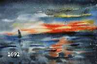 MALSKAT, LOTHAR, GEB. 1912 OSTPREUSSEN, KÜSTENLANDSCHAFT MIT SEGELBOOT IM ABENDROT, AQUARELL AUF PAPIER, RE. U. SIGN., CA. 26 X 36 CM, PP, U.GL., ...