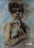 WEIGL, JOSEPH, *1928 ODERBERG, WEIBLICHER HALBAKT, FARBKREIDE AUF PAPIER, RE. U. MONOGR., DAT. 78, CA. 40 X 30 CM, U.GL., R.
