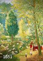 PLOCK, LUDWIG WILHELM, 1874-1940, FLAMINGOS IM PARK, ÖL/LWD, CA. 84 X 70 CM, RE. U. SIGN., R.