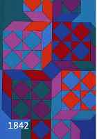 VASARELY, VIKTOR, 1908-1997, FARBSERIGRAPHIE, HANDSIGNIERT, NUM. FV 55/60, CA. 55.5 X 27 CM