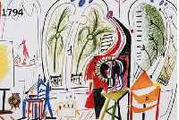 PICASSO, PABLO, ZWEI FARBOFFSETS, IM DRUCK SIGN., CA. 50 X 30 CM