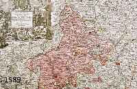 ALTCOLOR. KUPFERSTICHK. V. SEUTTER, CA. 1740, NOVA ET ACCURATIOR REPRAESENTATIO GEOGRAPHICA SACR. ROM. IMPERII EPISCOPATUS WÜRCEBURGENSIS MIT ...