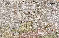 ALTKOLOR. KUPFERSTICHK. V. SEUTTER, CA. 1740, CURSUS RHENI SUPRA WORMATIAM USQ AD ARCHI EPISCOPATUM COLONIENSEM KARTE VON WORMS BIS BONN, ...