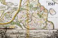 KONVOLUT VON 2 BLATT ALTKOLOR. KUPFERSTICHE V. STRALSUND, 1.) ALTKOLOR. KUPFERSTICH V. HOMANN, CA. 1716, PROSPECT GRUNDRIß U. GEGENT DER KÖNIGL. ...