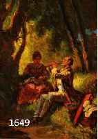 HOFFMANN, OSKAR ADOLF, 1878 COTTBUS, ÖL/HOLZ, HIER: EIN FLÖTENSOLO, VERSO BEZ. "COPIE NACH SPITZWEG" UND KÜNSTLERAUFKLEBER, DER ...