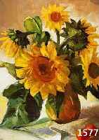 KROMMES, HEINRICH, MÜNCHNER KÜNSTLER, NACHGE- WIESEN UM 1930, VGL. DRESSLER, ÖL/LWD., SONNENBLUMEN, SIGN., 67X55 CM, DEKOR. R.,