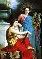 TRADITIONALIST D. 20. JHD., ZWEI FRAUEN MIT LYRA AM BRUNNEN, ÖL/LWD., MAßE CA. 90X60 CM., R.