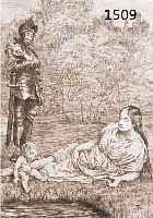 THOMA, HANS, 1839-1924, RITTERS NYMPHE, RADIERUNG VON 1911, IN DER PLATTE MONOGR., HANDSIGNIERT, CA. 24 X 19 CM, PP
