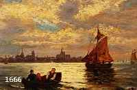 MONOGRAMMIST E.F., UM 1900, BOOTE IM HAFEN, ÖL/PAPPE, 30 X 40 CM