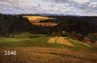 VOLKMANN, HANS RICHARD VON, 1860-1927 HALLE, ÖL/LWD., FELDERLANDSCHAFT IM SPÄTSOMMER, ALTER RAHMEN, AN EINER ECKE BESCHÄDIGT, 75 X 55 CM
