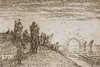 VOGELER, HEINRICH, RADIERUNG 1881, DER NEUE MORGEN, IN DER PLATTE MONOGR., HAND- SIGN., 10X13 CM, PP.