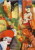 GROSZ, GEORGE, 1893-1959, VIER FARBLITHO- GRAPHIEN AUS ECCE HOMO, MALIK-VERLAG BERLIN 1923, BLATTGR. JE CA. 35 X 25 CM, PP