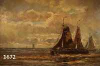 UNVERDROSS, RAPHAEL OSKAR, GEB. 1873 DÜSSEL- DORF, FISCHERBOOTE AUF RUHIGER SEE, ÖL/LWD, DOUBLIERT, LI. U. SIGN. UND DAT. 23, CA. 60 X 80 CM, R.