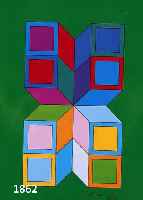 VASARELY, VIKTOR, 1908-1997, HALLUZINIERENDE FARBSPIELE, FARBSIEBDRUCK AUS: HUDLIGUNG AN DAS SECHSECK VON 1968, HANDSIGN., NUM. 83/200, CA. 20.5 X ...