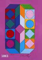 VASARELY, VIKTOR, 1908-1997, HALLUZINIERENDE FARBSPIELE, FARBSIEBDRUCK AUS: HUDLIGUNG AN DAS SECHSECK VON 1968, HANDSIGN., NUM. 83/200, CA. 20.5 X ...