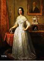 WEIDNER, JOSEF, 1801-1871, INTERIEUR MIT JUNGER FRAU MIT HUND, IM HINTERGRUND SEKRETÄR MIT PENDULE UND PORTRÄT, ÖL/LWD, KLEINE REST. STELLE, ...
