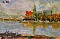 ALBERTI, GERMANO, GEB. 1933 RIVA DEL GARDA, LANDSCHAFT AM SEEUFER, AQUARELL UND TUSCHE, LI. U. SIGN., CA. 18 X 22 CM, PP, U.GL., R.