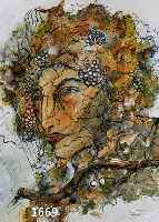 FRIELING, FLORIAN, 1939-1994, BACCHUSKOPF, AQUARELL UNF TUSCHFEDER, RE. U. HANDSIGNIERT UND DAT. 1983, CA. 48 X 46CM, PP, U.GL., R.
