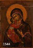 IKONE, RUSSLAND, UM 1870-80, GOTTESMUTTER MIT KIND, TEMPERA AUF HOLZ, RESTAURIERT, CA. 31 X 26 CM