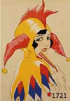 Sager, Xavier, frz. KÜnstler, 20er Jahre, PortrÄt einer Frau als Pierrot verkleidet, Gouache auf Papier, mittig unten sign., ca. 25 x 17 cm, PP, ...