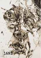 JANSSEN, HORST, 1929-1995, RADIERUNG, SELBSTBILDNIS BAROCK, 1982, RE. U. HANDSIGN., CA. 29.5 X 21 CM, AUS GRIFFELKUNST