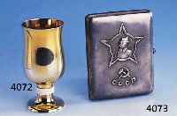 ZIGARETTENETUI, CCCP UM 1925/30, 875ER SILBER, MEISTERMARKE UNLESERL., DARST. ROTARMIST M. HOHEITSZEICHEN DER UDSSR, CA. 11.3 X 9 CM
