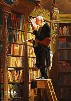 SCHLICHTING, ZEITGEN. KOPIST NACH SPITZWEG, DER BÜCHERWURM, ÖL/HOLZ, LI. U. SIGN. UND BEZ., CA. 40 X 21 CM, R.