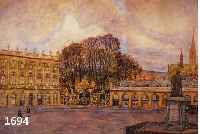 COLLé, MICHEL AUGUSTE, 1872 BACCARAT-1949 BATZ-SUR-MER, ANSICHT VON NANCY, PLACE DE ROI LICZINSKY, AQUARELL AUF PAPIER, LI. U. SIGN. UND DAT. ...