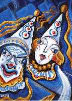 SCHEIBER, H., ZEITGEN. UNGARISCHER KÜNSTLER, ZWEI CLOWNS, GOUACHE AUF PAPIER, RE. U. SIGN., CA. 70 X 53 CM, U.GL. (SCHEIBE BESCH.), R.