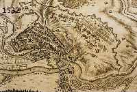 KONVOLUT VON 2 BLATT DONAWERDA UND UMGEBUNG, 1.) KUPFERSTICH AUS TH. EUROP. V. M. MERIAN, DIE STATHONAUWERTH SAMPT DER SCHWDISCHEN BELAGERUNG AUS ...