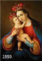 UNBEKANNTER KÜNSTLER, UM 1910/20,, ÖL AUF MALKARTON, NACH VORBILD DES 19. JHD., GEKRÖNTE MADONNA MIT KIND, L. KRAKELIERT, CA. 71X57 CM, R.