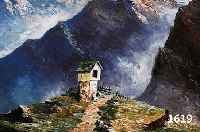 GRABONE, ARNOLD, GEB. 1896 MÜNCHEN - 1981 PERCHA- BUCHHOF, MARTERL IM GEBIRGE, ÖL/LWD., SIGN., RÜCKS. BEZ., 60,5 X 70,5 CM, R.