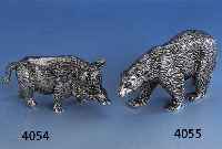 Gr. Figur: Keiler, 925er Silber massiv, vollplast., naturalist.-idealist. Darst., L. ca. 8.5 cm, ca. 318 g