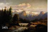 ROMANTIKER DES 19. JH., WANDERER NEBEN GEBIRGSBACH, ÖL/LWD., UNSIGN., 68 X 105 CM
