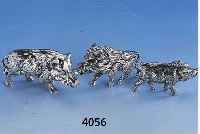 WILDSCHWEINGRUPPE, 925ER SILBER, MASSIVE AUSF., L. BIS CA. 6.7 CM, 3 VERSCH., ZUS. CA. 272 G