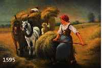 SANDA, TRADITIONALIST DES 20. JH., WAR TÄTIG IN BERLIN, BAUERN BEIM BELADEN EINES HEUWAGENS, ÖL/LWD., SIGN. U. DAT. 1993, 80 X 110 CM, R.