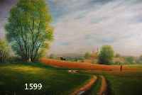 SANDA, TRADIONALIST DES 20. JH., WAR TÄTIG IN BERLIN, SOMMER AUF DEM LANDE MIT DORF- ANSICHT, ÖL/LWD., SIGN. U. DAT. (19)91, 80 X 110 CM, R.