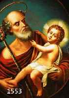 UNBEK. KÜNSTLER DES 19. JH., DER HEILIGE JOSEPH MIT DEM JESUSKNABEN, ÖL/LWD. (IM HINTERGRUND SORGF. REST.), UNSIGN., 65 X 50 CM, PRUNKRAHMEN ...