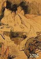 STEINLEN, THéOPHILE, 1859-1923, DER VOYEUR, DER KUSS, ZEI FARBLITHOGRAPHIEN VON 1893, IM STEIN SIGNIERT, JE CA. 35 X 24 CM PP