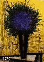 BUFFET, BERNARD, 1928-1999, LE BOUQUET VIOLET, FARBLITHOGRAPHIE VON 1967, IM STEIN SIGNIERT, CA. 32 X 24 CM, DAZU BUCHBAND: WERKSVERZEICHNIS DER ...