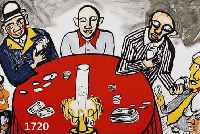 Calder, Alexandre, 1898-1976, Die Pokerrunde, zwei Farblithographien von 1974, ca. 38 x 54 cm, PP