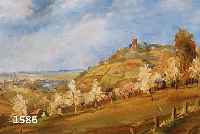 WOLLENSACK, K., MALER DER 1. HÄLFTE 20. JH., HÜGELIGE LANDSCHAFT MIT BLÜHENDEN BÄUMEN, ÖL/LWD, SIGN. UND DAT. (19)49, CA. 50 X 60 CM, R.