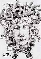 Krinner, Michaela, geb. 1915 WaldmÜnchen, MeiserschÜlerin Oskar Kokoschkas, Das Haupt der Medusa, Tuschfederzeichnung, handsign. und dat. 78, ...