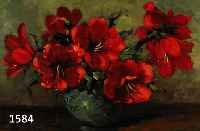 MOES, TILLY, HOLLÄNDISCHE KÜNSTLERIN ANFANG DES 20.JH., AMARYLLIS-BLÜTEN IN KUGELVASE, ÖL/LWD., (SCHLECHT REST. VERTIKALRISS VON 7 CM LÄNGE), ...