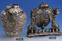 BALUSTERVASE, PERSIEN 30/40ER JAHRE, 800ER SILBER, REINE TREIBARBEIT, WANDUNG MIT PARADIESDARSTELLUNGEN, PUNZIERT UND GRAVIERT, STYLTYP., GEW. ...