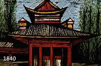 BUFFET, BERNARD, 1928-1999, 1 FARBLITHOGRAFIE AUS: EINE REISE NACH JAPAN, DOPPELBLATT MIT BUGFALTE, CA. 47 X 67 CM; EINE FARBLITHOGRAPHIE AUS DEM ...