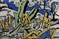 LEGER, FERNAND, 1881-1955, ZWEI FARBLITHO- GRAPHIEN, 38 X 49 CM BZW. 34 X 52 CM MIT BUG- FALTE