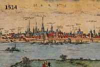 KONVOLUT MIT 8 BLATT MIT ANSICHTEN VON MAINZ, 1.) KOLOR. KUPFERSTICH V. BR. U. HOGENBERG, CA. 1590 MENTZ, 13,5 X 48,5 CM; 2.) AQUATINTA V. J. L. ...